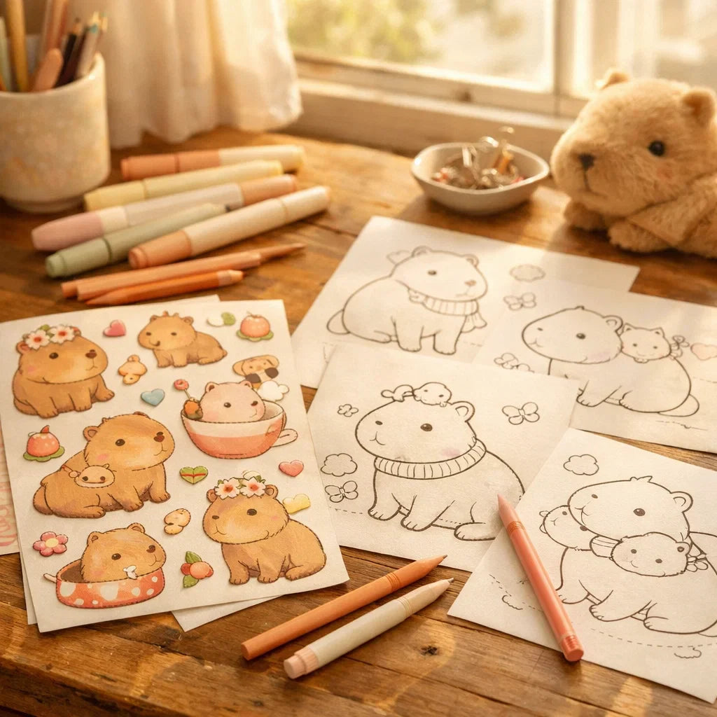Capybara stickers/coloring pages Collection