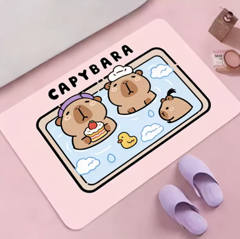 cute capybara bath mat