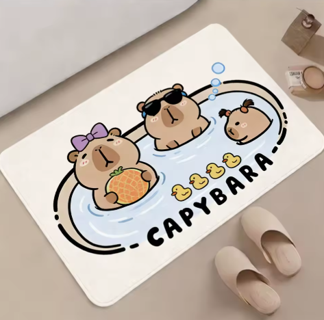 cute capybara bath mat