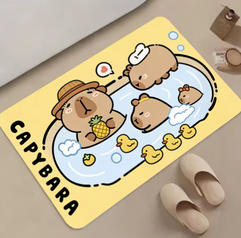 cute capybara bath mat