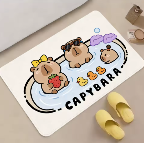 cute capybara bath mat