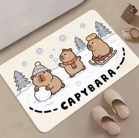 cute capybara bath mat