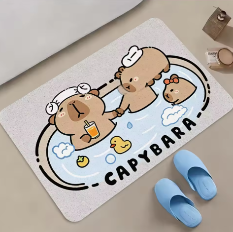 cute capybara bath mat
