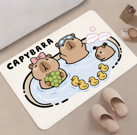 cute capybara bath mat