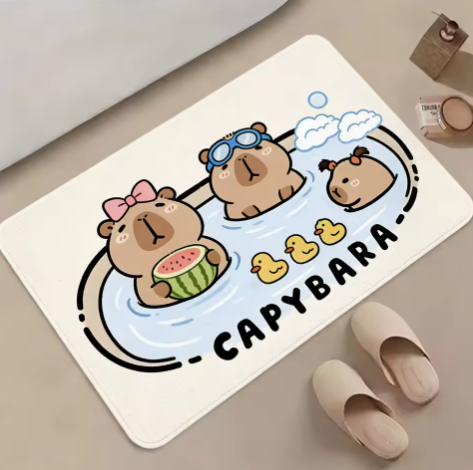 cute capybara bath mat