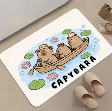 cute capybara bath mat