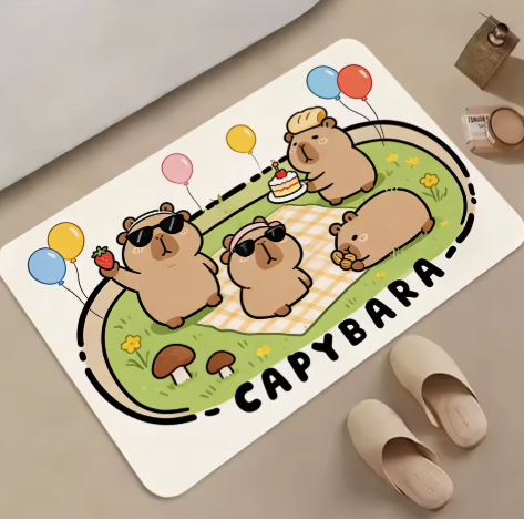 cute capybara bath mat