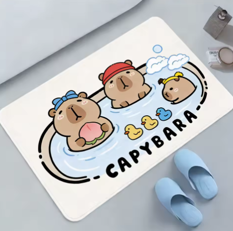 cute capybara bath mat