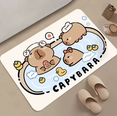 cute capybara bath mat